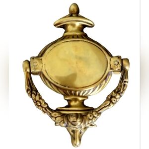 Vintage Brass Sheep's Head and Roses Door Knocker